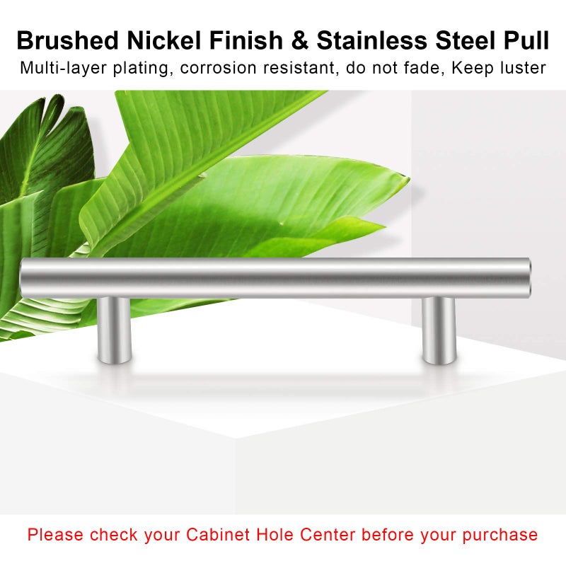 SUNRIVER 36 Pack Kitchen Cabinet Handles 26 Pack Cabinet Pulls Brushed Satin Nickel 10 Pack Cabinet Door Knobs 3-3/4" Hole Center Stainless Steel Cabinet Hardware for Drawer - Image 2